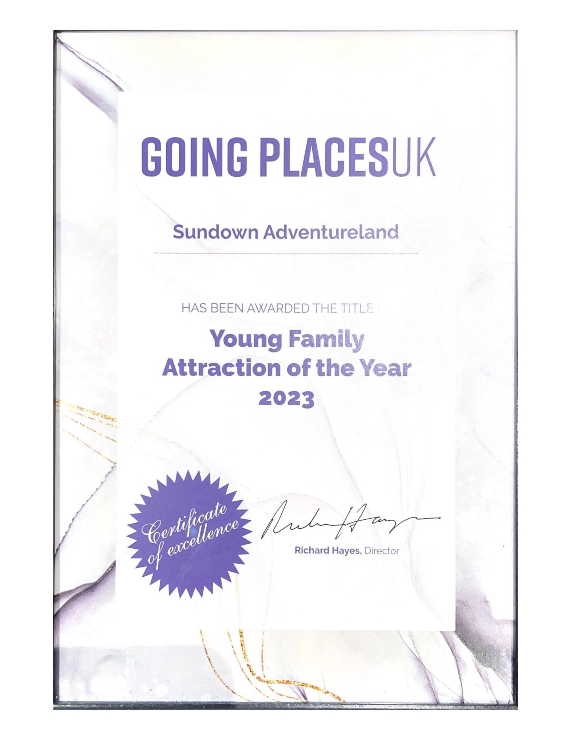GOING PLACES UK 2023 Award for Sundown Adventureland